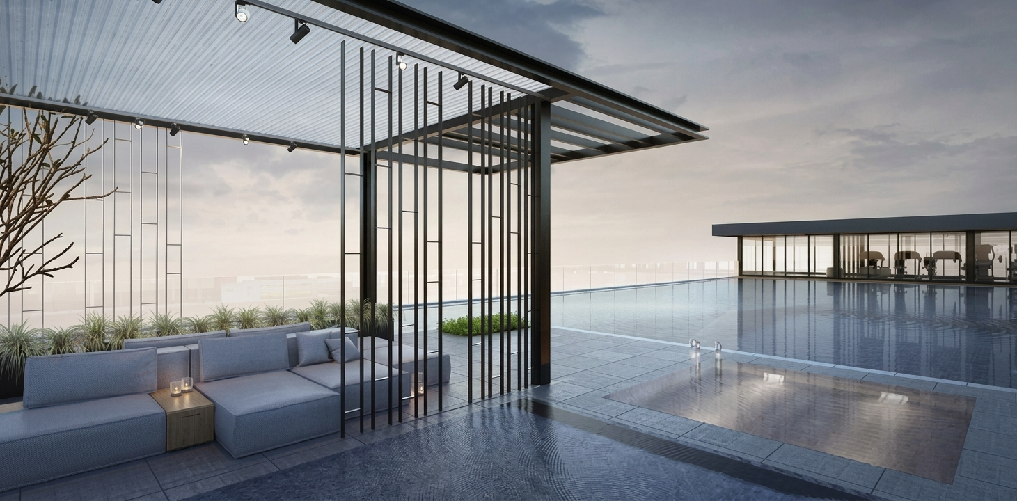 V Condo Salaya — pool area